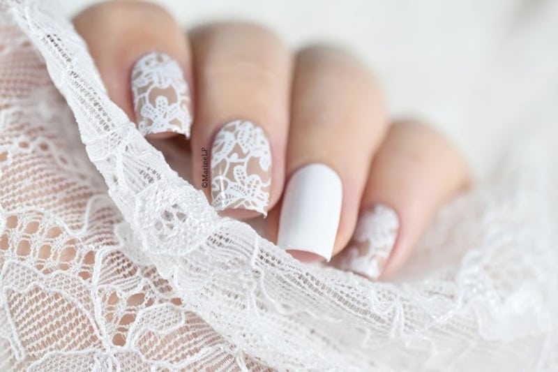 wedding lace nail art