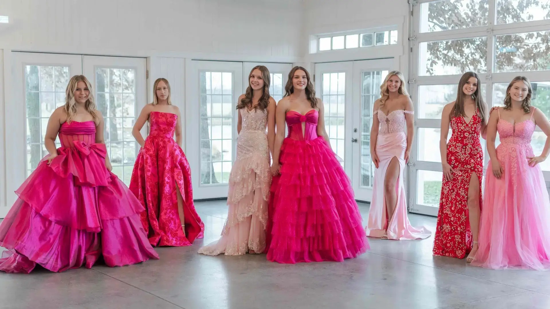 luxe for less models wearing prom gowns