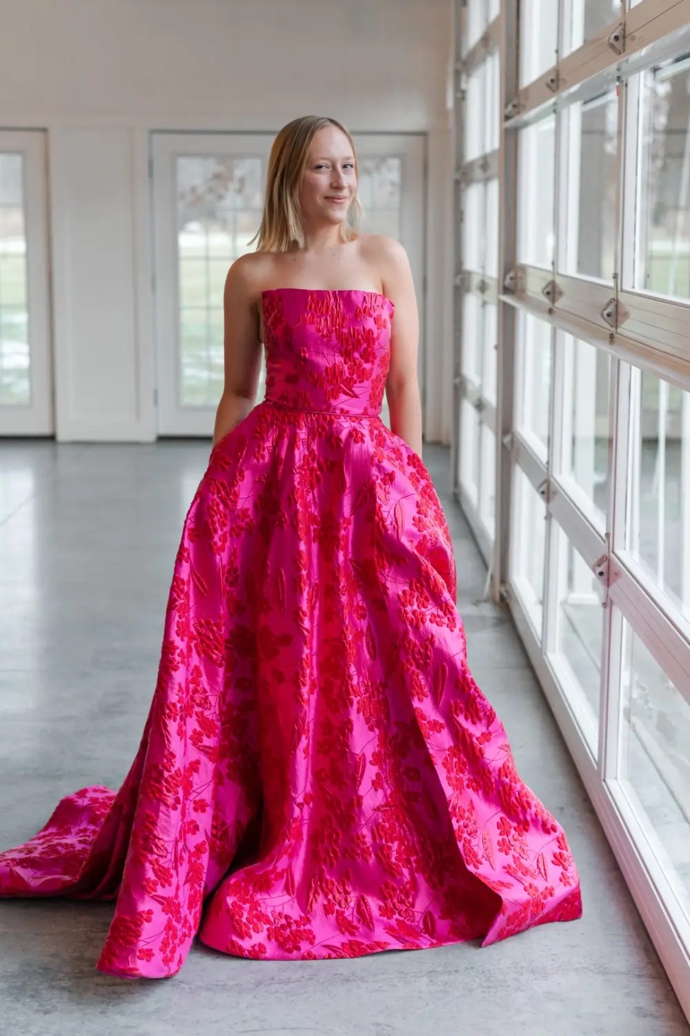 M2 Model wearing a prom dress